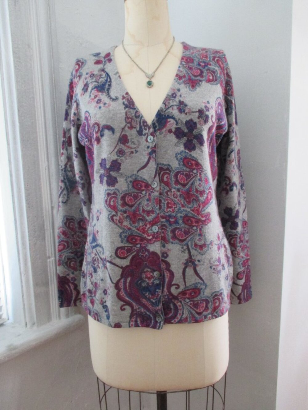 Holt Renfrew Cashmere Cardigan Printed Paisley